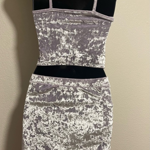 Mini Skirt Set - Forever 21 Cropped Cami Tank Top & Mini Skirt Set Lavender Sz S - Picture 2 of 16